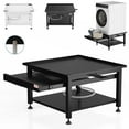 thumbnail image 3 of Piédestal de Lessive en Métal Robuste pour Laveuse et Sécheuse – Étagère de Rangement Coulissante, Rack en Acier avec Patins Antivibrations Ajustables, Protection contre les Fuites, Capacité de 800 Lb – Noir, 24x24x21 Po, 3 of 5