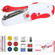 Handheld Sewing Machine, Mini Portable Electric Sewing Machine for Beginners Adult, Easy To Use and Fast Stitch Suitable for Clothes,Fabrics, Cutains,DIY Home Travel(Red).