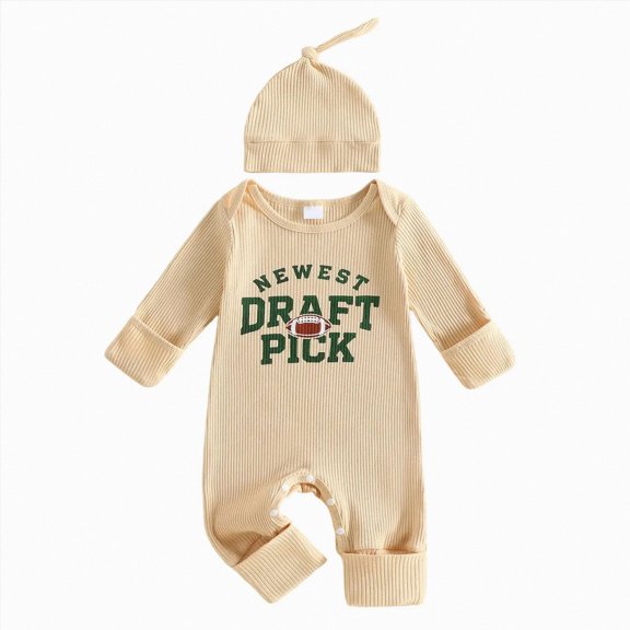 KPOPLK Newborn Baby Girl Clothes Ruffle Romper Floral Ribbed Jumpsuit 0 3 6 9 12 18 Months Infant Fall Winter Outfit Set with Headband(3-6 Months,Beige)