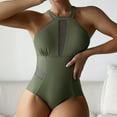 thumbnail image 3 of Ribbed One Piece Swimsuits for Women Tie Side High Cut Bathing Suits, 3 of 7