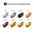 thumbnail image 2 of FolkArt Multi-Surface Metallic Acrylic Craft Paint Set, 8 Colors, 2 fl oz Each, 2 of 9