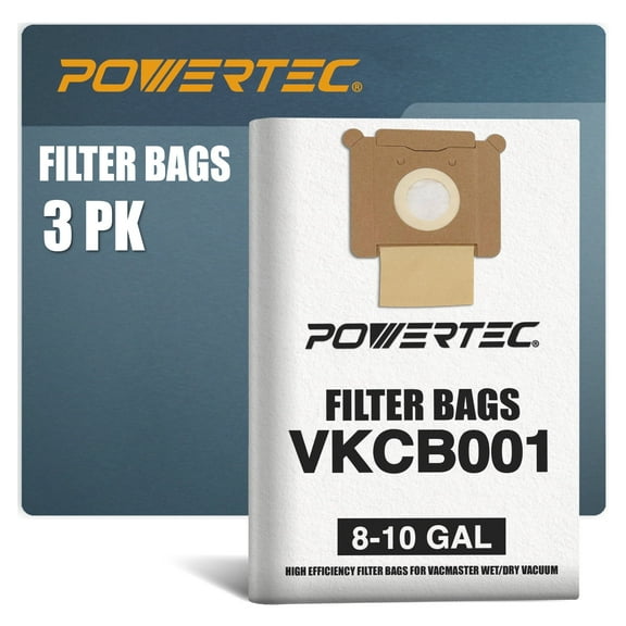 POWERTEC 3PK Shop Vacuum Bags for Vacmaster VKCB001, Replacement Fleece Filter Bags for Vacmaster VK811PH, VK1011SIWTH Wet/Dry Vacuum, Shop Vacuum Accessories for Vacmaster, 75043