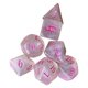 thumbnail image 4 of Juego de 7 dados poliédricos resistentes al desgaste, juguete de entretenimiento con ruedas grabadas. Rosado, 4 of 9