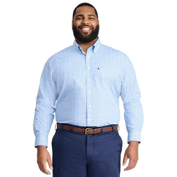 Camisa IZOD para Hombre Big Performance Comfort a Cuadros en Azul Talla LT