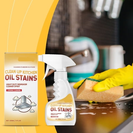 Heavy Duty Kitchen Oil Stain Cleaner - Quickly Removes Stubborn Oil Stains and Grease - 120ml - Reduces Friction for Easy Cleaning - Strong Degreaser