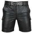 thumbnail image 2 of pstuiky Hombres bajos, Pantalones cortos de cinco cuartos casuales con botones y múltiples bolsillos de cuero de color liso para hombre Pantalones cortos de baloncesto, 2 of 9