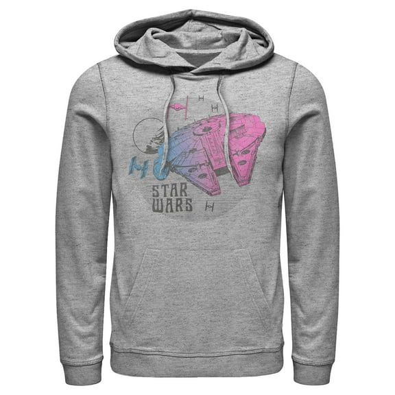 Men's Star Wars: The Rise of Skywalker Ombre Millennium Falcon  Pull Over Hoodie Athletic Heather 3X Large