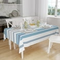 thumbnail image 5 of Blue and White Striped Tablecloth French Stripe Fabric Dust-Proof Rustic Farmhouse Waterproof Table Cover Polyester Rectangle Tablecloths for Kitchen Dining Party Brunches 60x84 Inch, 5 of 6