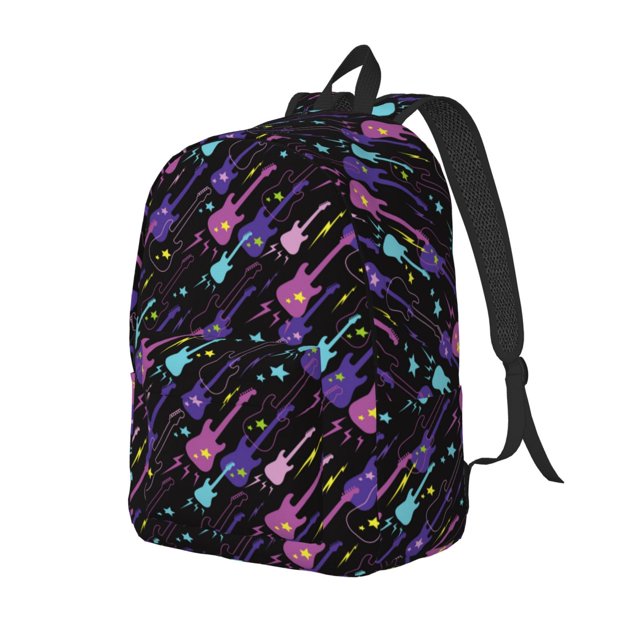 Fotbe Colorful Guitar Mochila de Lona con Estampado, Mochila Duradera, Mochila Versátil de Alta Calidad, Mochila Compacta Vintage-Small