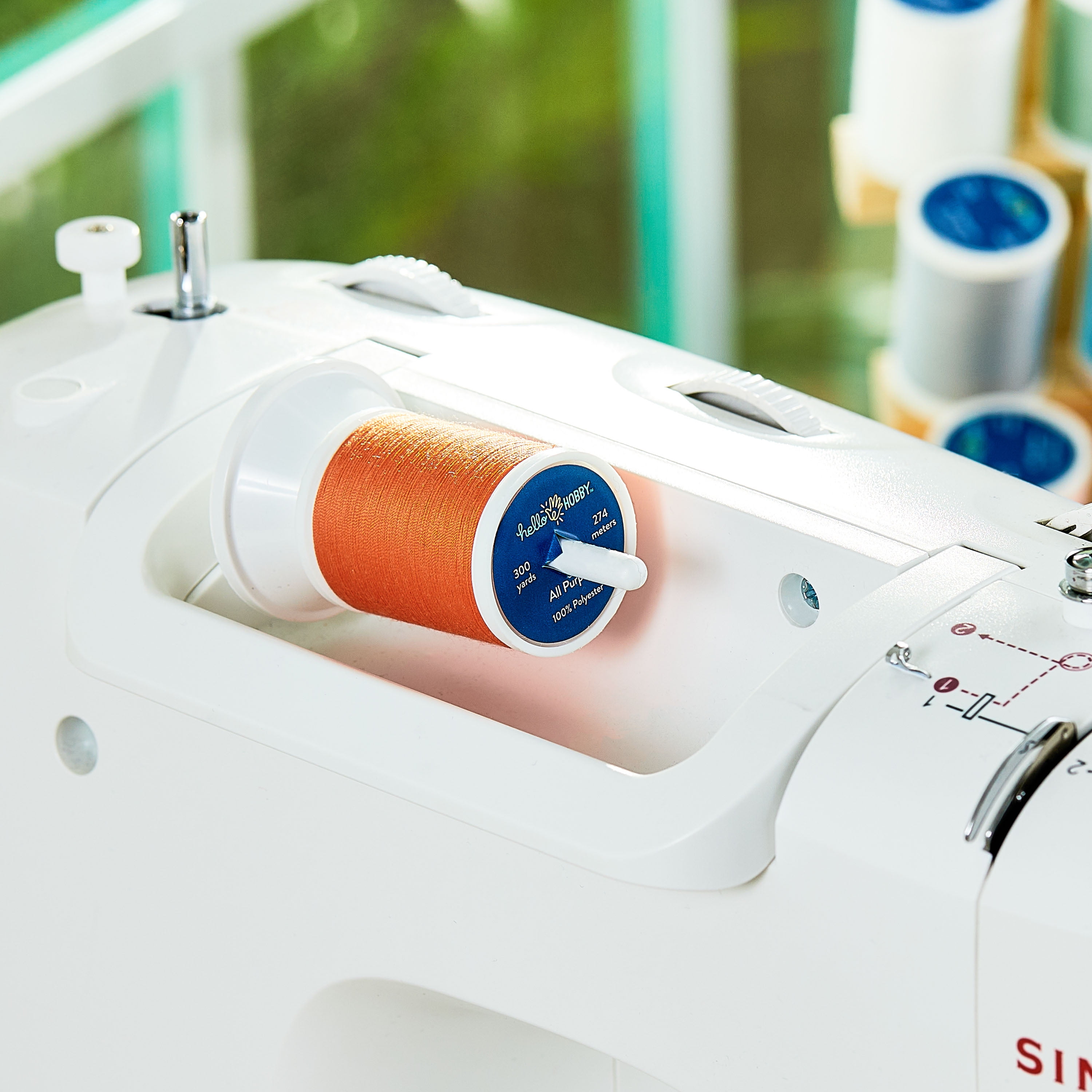 Hello Hobby Bright Orange 100% Polyester All Purpose Thread, 300 Yards
