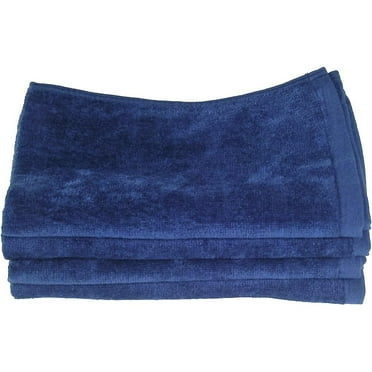 Fingertip Towels 100% Cotton - Terry-Velour - 4 Pack 11" x 18" Navy Blue