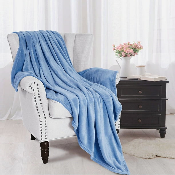 Fleece Blanket King Size Blue Lightweight Super Soft Cozy Fuzzy Bed ...