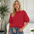thumbnail image 2 of Unir Women's Raglan Puff Half Sleeve Crewneck Sweatshirt Oversized Cotton Feel Spring Casual Layering Top 1PC S-XXXL Plus Size Friendly, 2 of 4