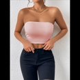 thumbnail image 4 of Tops de Tubo para Mujer, Tops Cortos Sin Tirantes, Básicos, Sin Espalda, Sin Mangas, Bandeau, Atuendos Bonitos para Salir de Verano 2025. Rosa S, 4 of 7