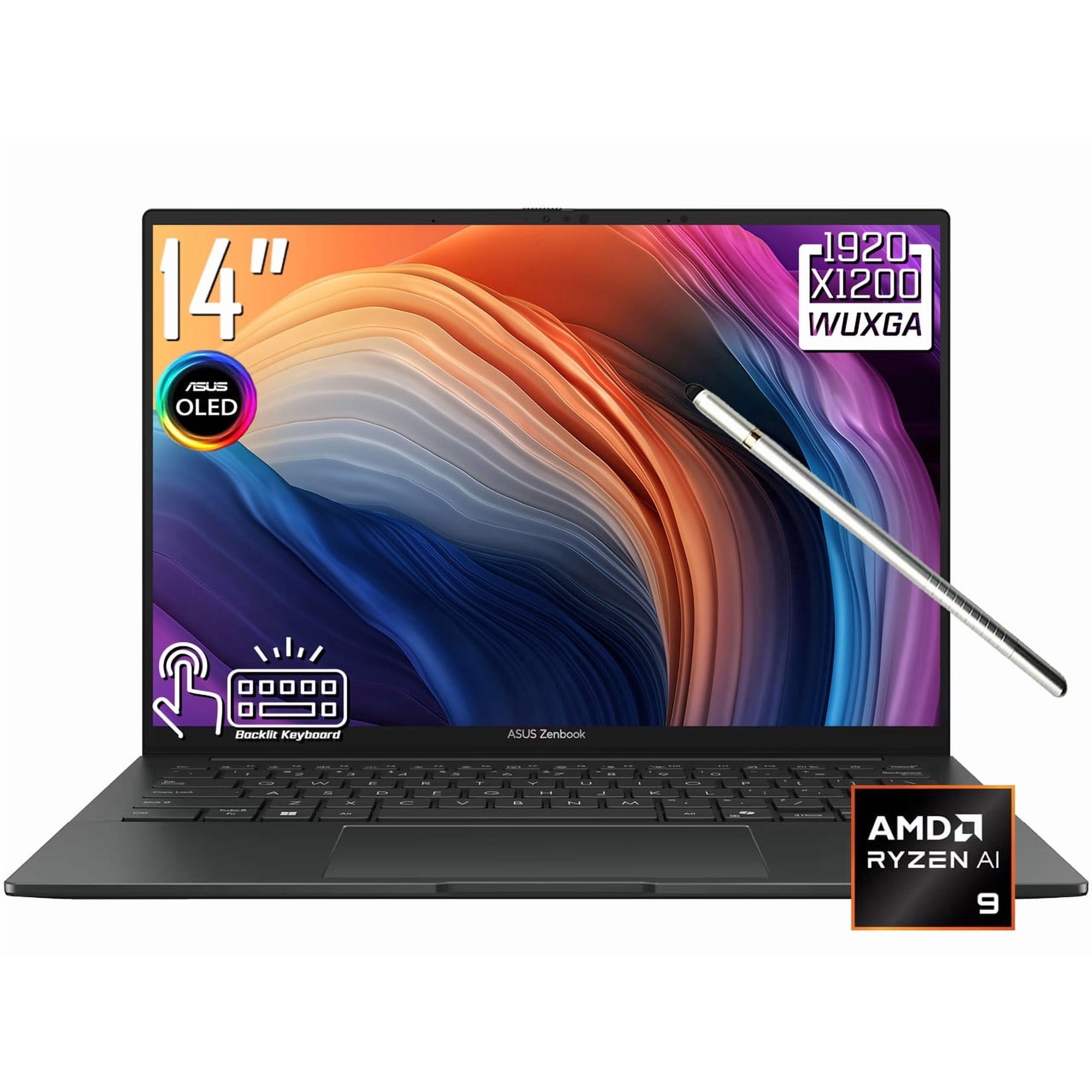 ASUS Zenbook 14 AI Laptop, 14" 2K 1920 x 1200 OLED Touchscreen, AMD Ryzen AI 9 465, WiFi 6E, Backlit KB, FHD IR Webcam, Stylus Pen, Win 11 Home (16GB DDR5 RAM - 512GB SSD)
