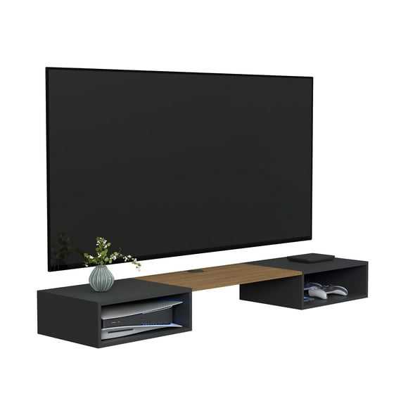 Mueble Flotante Para Tv Minimalista Hasta 80 Pulgadas Moru Belto Negro | 172x40cm| Mueble Para Tv Moderno