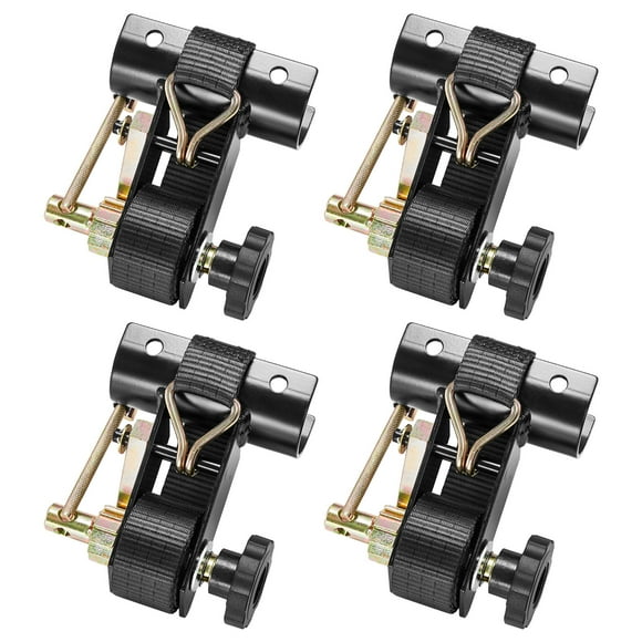 VEVOR Correas de Trinquete para Portaequipajes, 38 mm x 2,25 m, Montaje en Tubo Redondo Negro de 47,6-50,8 mm, con Ganchos Dobles en J, Carga de Trabajo de 226,8 kg, con Hebilla de Carga, 4 uds