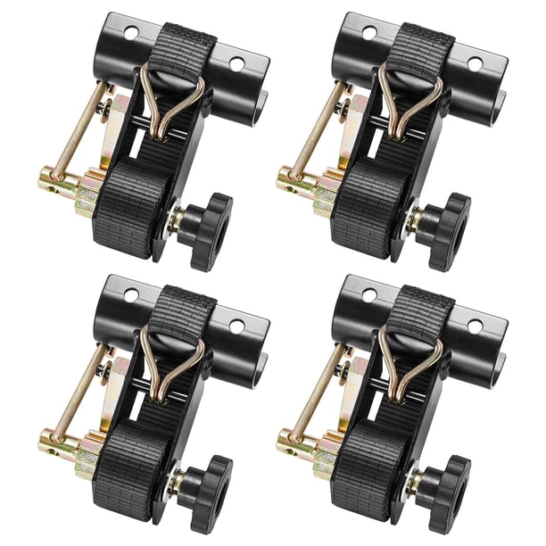 VEVOR Correas de Trinquete para Portaequipajes, 38 mm x 2,25 m, Montaje en Tubo Redondo Negro de 47,6-50,8 mm, con Ganchos Dobles en J, Carga de Trabajo de 226,8 kg, con Hebilla de Carga, 4 uds