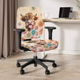 thumbnail image 5 of FKELYI Bohemian Highland Cow Print Office Chair Slipcover for Backrest & Cushion Seat Stretchy Swivel Computer Chair Cover Dustproof Armchair Protector, Pack of 2, 5 of 7