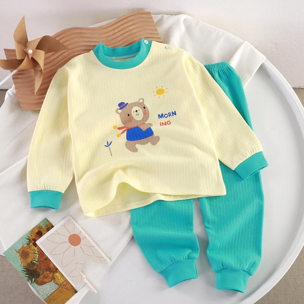 Conjuntos de blusas y camisas de manga larga y cuello redondo para niños Conjunto de dos piezas de blusas de manga larga y cuello redondo estampadas para niños Poliéster para niños