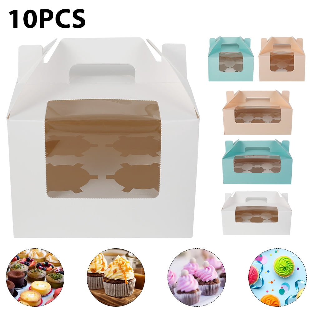 Fyeme Windowed Cupcake Boxes Cake Boxes Muffin Cake Box with Display