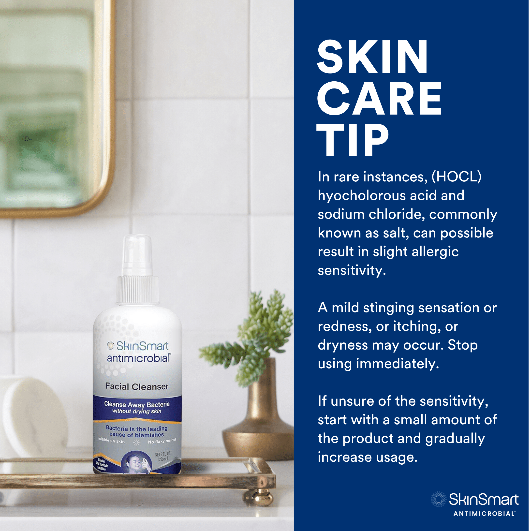 SkinSmart Antimicrobial Facial Cleanser Spray, Targets Acne