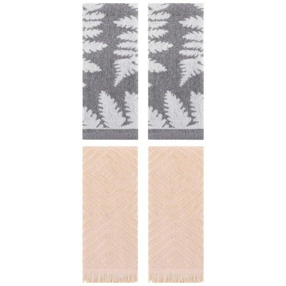 Unique Bargains 4 Pcs Soft Absorbent Bath Hand Towels 13 x 29 Inch Blue/Brown