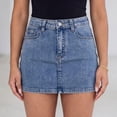 thumbnail image 2 of Womens Denim Skirt Casual Mini Jean Skirt Stretch Low Waist Jean Skirt for Women Zip Fly Denim Mini Skirts Light Blue XL(XL), 2 of 8