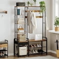 thumbnail image 2 of dxynlzq Hall Tree  Coat Rack with 3-Tier Storage Bench and 1 Drawer  5-in-1 Entryway Bench with 17 Hooks  1 Hanging Rod  4-Tier Side Shelves  Greige HT03505B, 2 of 9