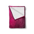 thumbnail image 2 of Magenta Soft Flannel Fleece Throw Blanket, Ornamental Vintage Feminine Rectangular Forms Background Damask Dated Design, Cozy Plush for Indoor and Outdoor Use, 50" x 60", Maroon Fuchsia, by Ambesonne, 2 of 6