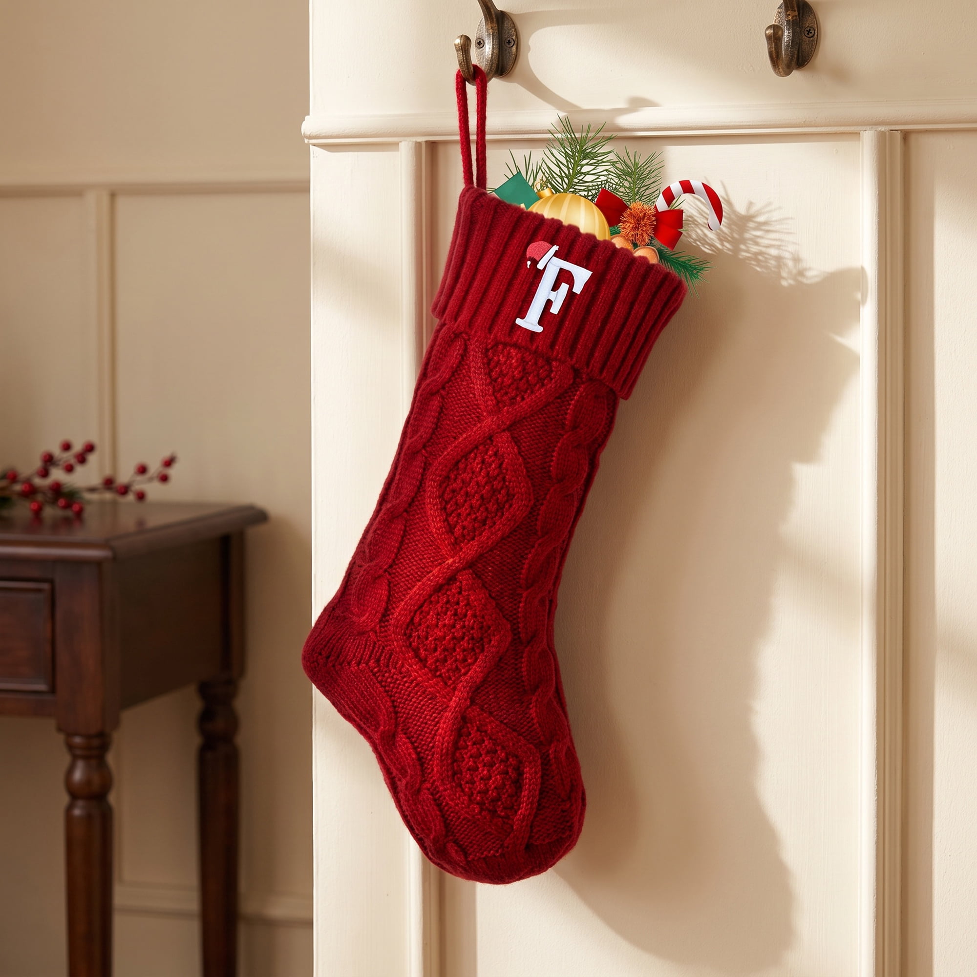 Unique Bargains Canine Bone Christmas Stocking Puppy Keepsake Sack Red Letter F 17"