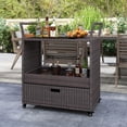 thumbnail image 4 of Costway Rolling Portable Rattan Wicker Kitchen Trolley Cart Dining Restaurant W/ Shelves, 4 of 10
