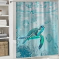 thumbnail image 6 of Orinice  Sea Turtle Shower Curtain Blue Ocean Life Bath Curtain Watercolor Coral Beach Bathroom Curtain Underwater Jellyfish Seashell Bath Curtain Waterproof Fabric Shower Curtain with Hooks, 69x72, 6 of 7
