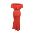 thumbnail image 3 of VISgogo, vestido de noche con hombros descubiertos para mujer, elegante vestido de baile con volantes de Color sólido para cóctel, fiesta de boda VISgogo moda, 3 of 9