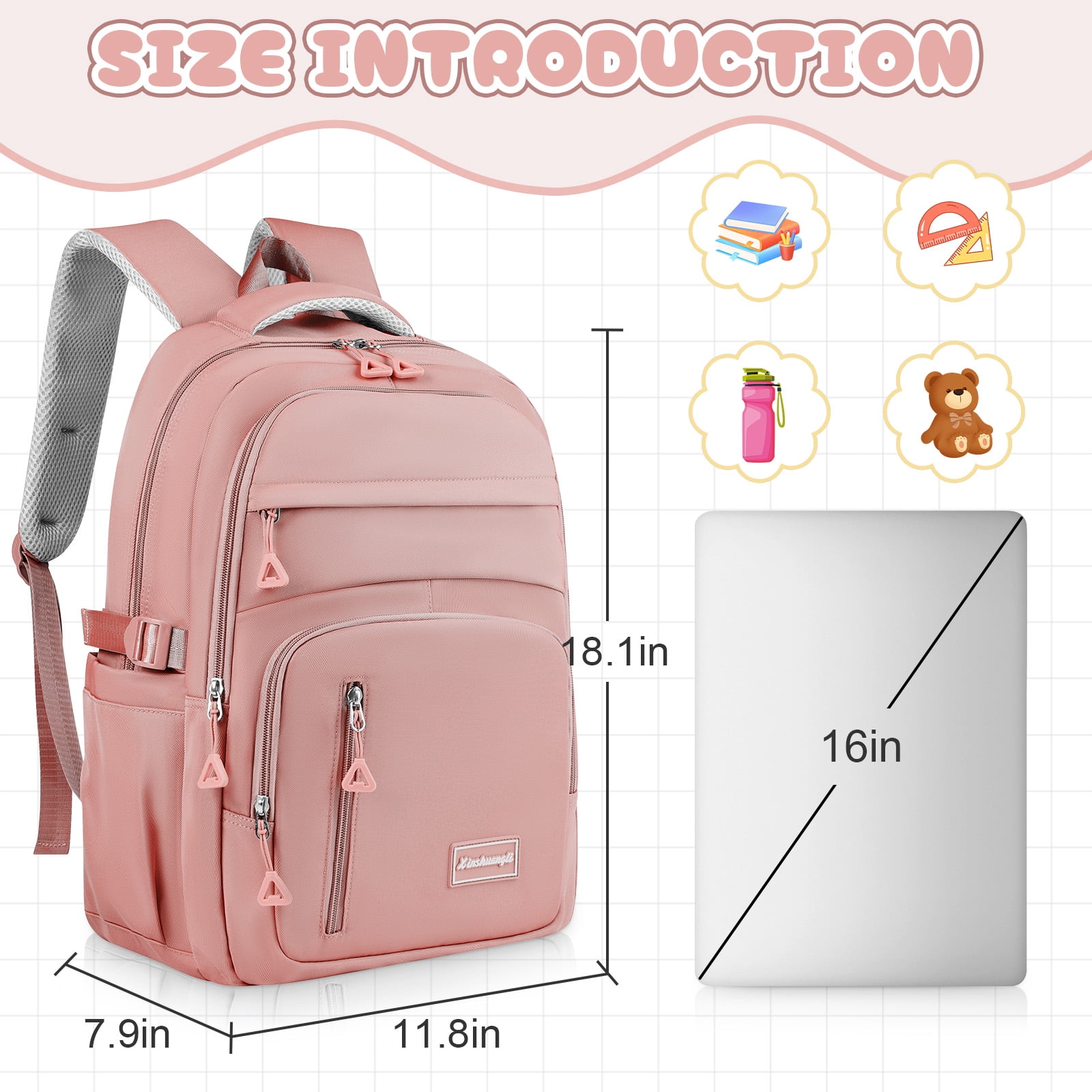 DAKIMOE School Backpack for College High Middle School Fashion Student Bag Teen Bookbag Laptop Backpack Women Travel Daypacks