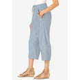 thumbnail image 3 of Roaman's Women's Plus Size Chambray Wide Leg Capri Pant, 3 of 4