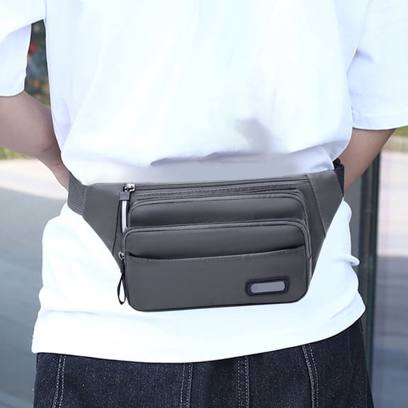 Fmxomd Crossbody Bag Sling Chest Bag 4-Pocket Water Resistant Waist Pack Running Belt Phone Holder for Women Men(Gray)