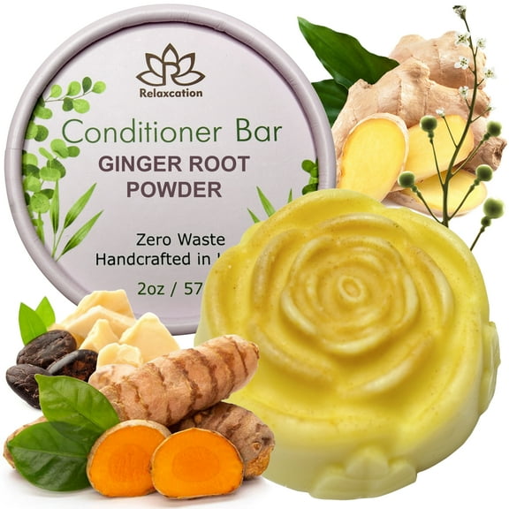 Solid Conditioner Bar Ginger Root and Camelina Oil for Hydrating and Hair Growth Handmade in USA Natural and Safe by Relaxcation