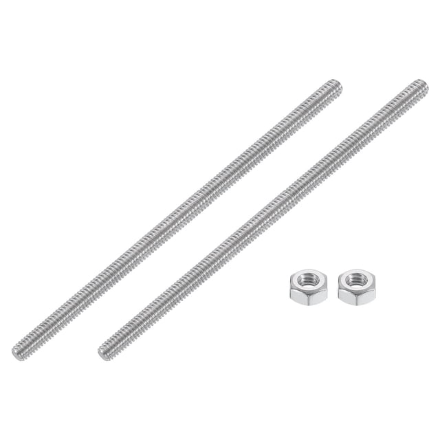 1/4"-20 Fully Threaded Rod, 2Pcs 304 Stainless Steel 6" Long Threaded Screw
