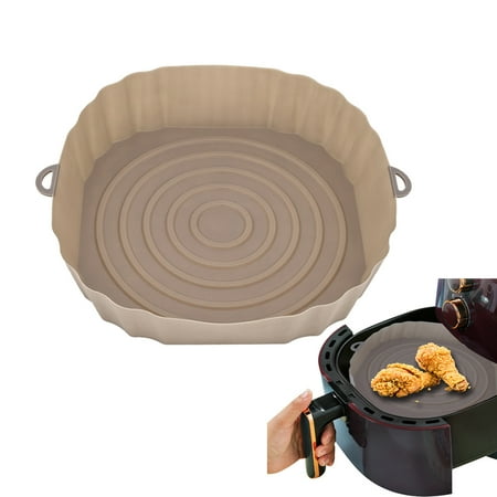 

AMNHDO Silicone Air Fryer Liner Reusable Oven Microwave Baking BBQ Fryer Pans Pot Basket Mat Kitchen Tool(Brown)