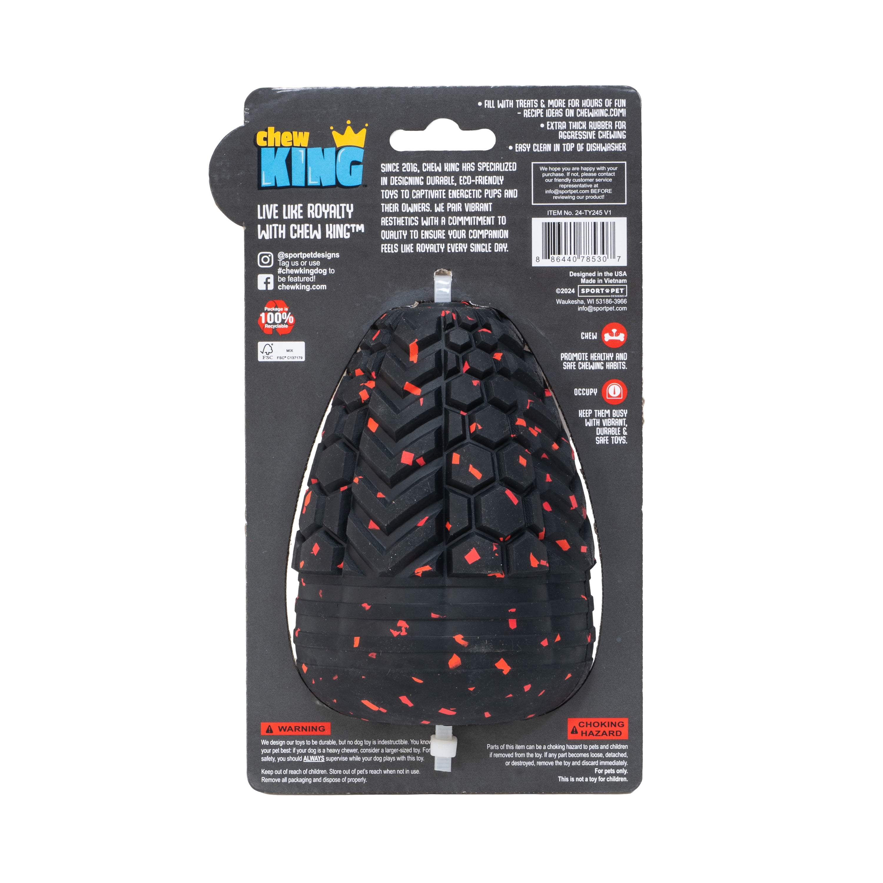 Chew King By Mammoth Supreme Dog Toy Collection, Durable All-Natural Rubber Supreme Treater, XL