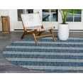thumbnail image 3 of Rugs.com Jill Zarin Outdoor Collection Rug – 4' Round Blue Flatweave Rug Perfect For Kitchens, Dining Rooms, 3 of 9