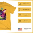 thumbnail image 4 of Tee Hunt Cute Thinking Crowned Cat T-Shirt Dean Russo Colorful Kitte Men's Tee, Yellow, Large, 4 of 5
