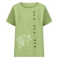thumbnail image 4 of HOMBOM Tops for Women Crewneck Cotton Linen Tunic Tops Trendy Boho Floral Soft Womens T Shirts, 4 of 5