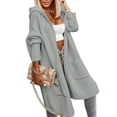 thumbnail image 2 of Langwyqu Solid Color Autumn Winter Open Front Casual Loose Hooded Cardigan Hooded Outerwear, 2 of 5
