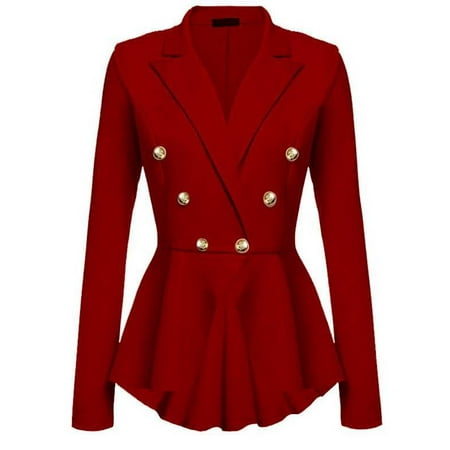 - JustVH Women's Double Breasted Lapel Blazer Casual Basic Work Office Jacket Cardigan
