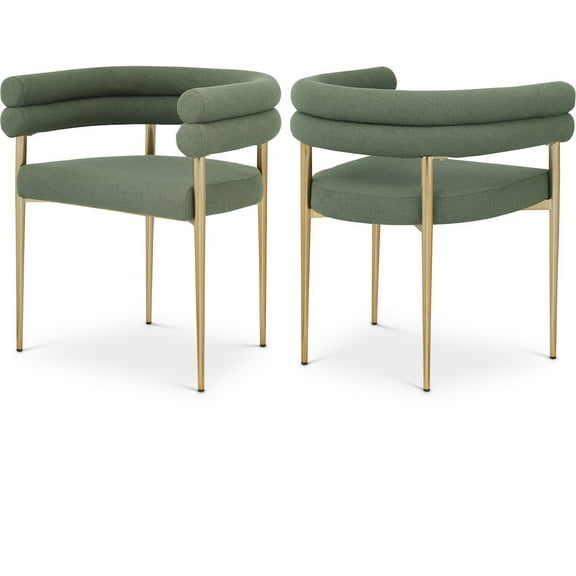 Meridian Furniture Brielle Green Boucle Fabric Dining Chair (Set of 2)