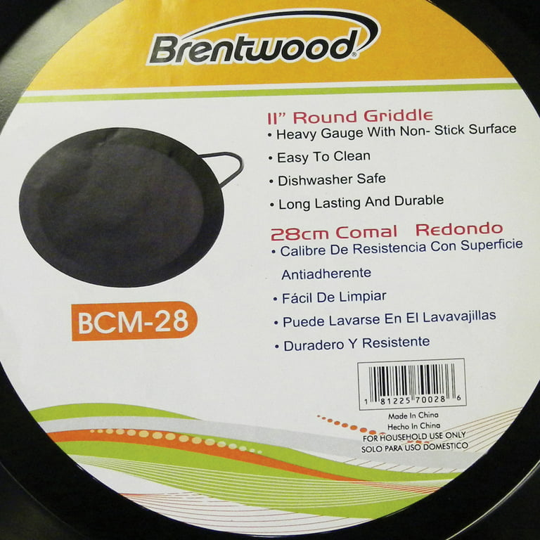 Brentwood BCM-28 11-Inch Carbon Steel Non-Stick Round Comal Griddle, B -  Brentwood Appliances