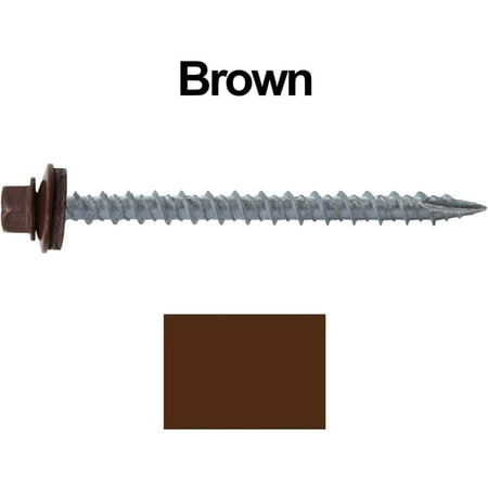 

Jake Sales Brand 10 x 2-1/2 Metal Roofing Screws ~250 Screws - Hex Head - Typ 17 Tip - EPDM washer - BROWN