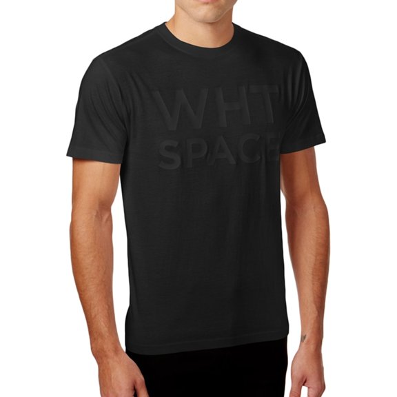 WHT SPACE Mens Solid Short Sleeve Graphic T-Shirt, Black, Medium